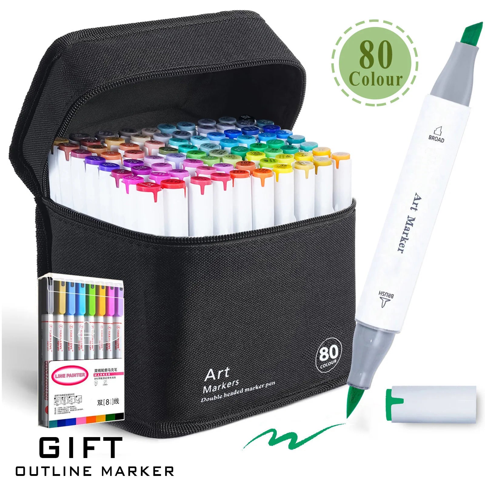 CowLost | product_id-120-color-dual-tip-brush-chisel-permanent-marker-set-with-base-outline-markers-and-refillable-pens |18