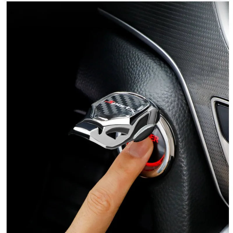 CowLost | 1pc-carbon-fiber-patterned-car-one-key-start-protective-cover-decorative-sticker-for-ignition-switch-button-interior-accessories |2