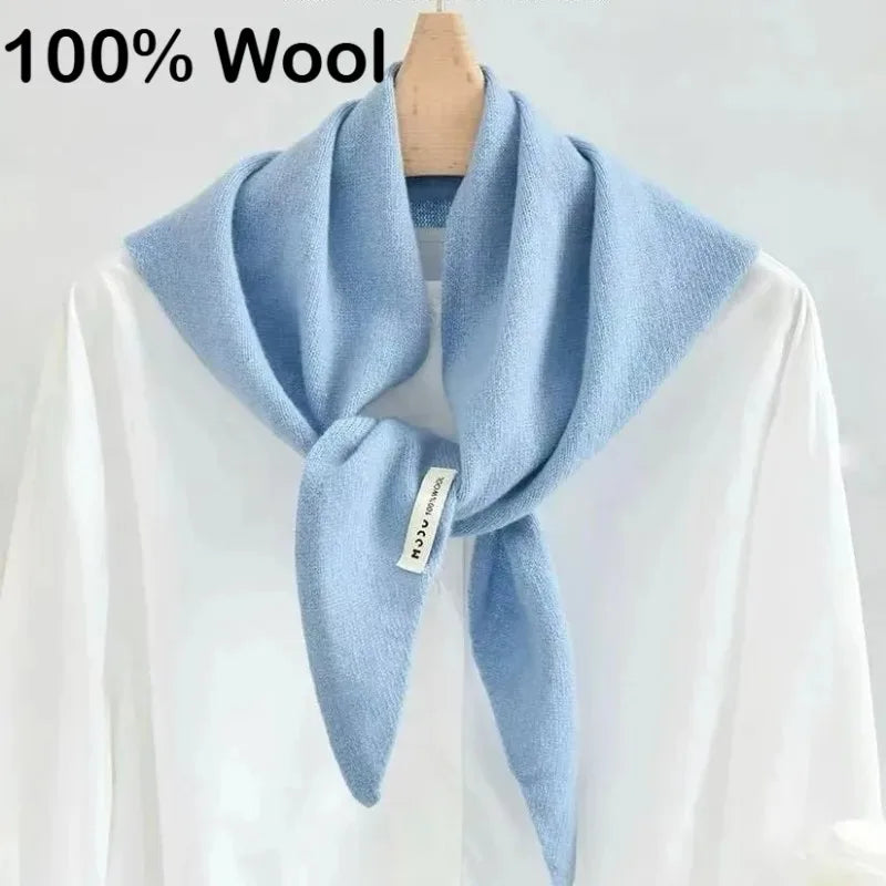 CowLost | australian-wool-knitted-triangle-scarf-shawl-womens-autumn-winter-warm-neck-protection-scarf |3