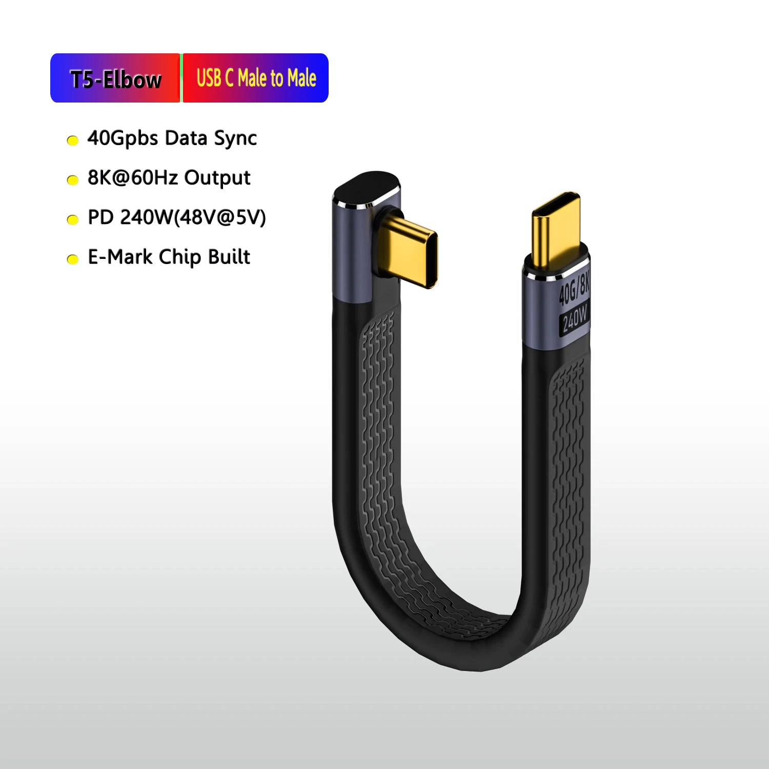 CowLost | product_id-pd240w-5a-fast-charging-type-c-to-type-c-elbow-cable-for-huawei-xiaomi-samsung-s21-s20-thunderbolt-3-data-transfer |16