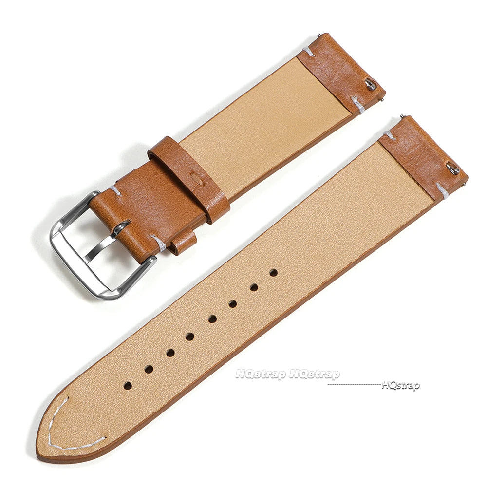 Calfskin Leather Quick Release Watch Band 18-24mm Soft Wrist Strap for Samsung Seiko Smartwatches