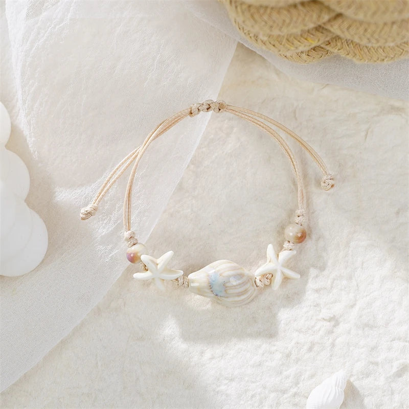 CowLost | bohemia-sea-turtle-bracelet-for-women-starfish-seahorse-shell-pearl-adjustable-metal-chain-summer-beach-party-vacation-jewelry |15