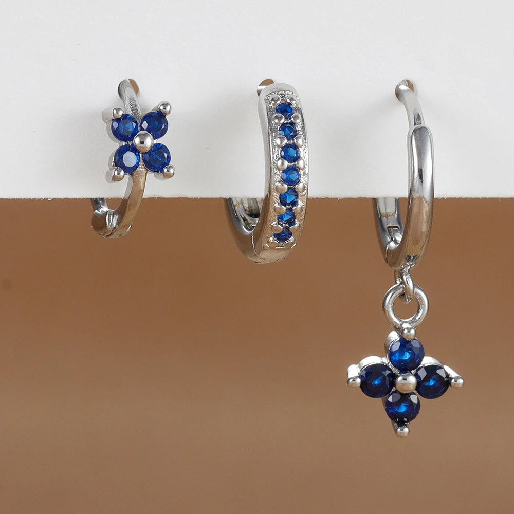 CowLost | business-card-cases-3pcs-trendy-stainless-steel-flower-drop-earrings-set-for-women |12