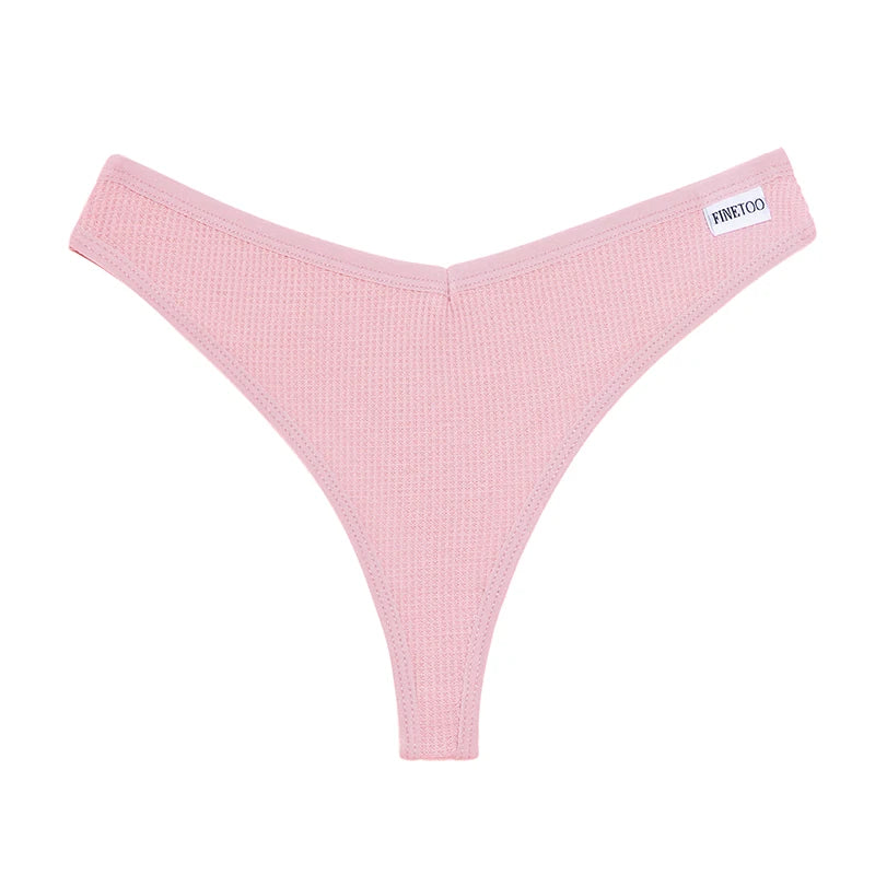CowLost | activewear-pants-3pcs-cotton-waffle-women-s-sexy-thong-panties-set |30