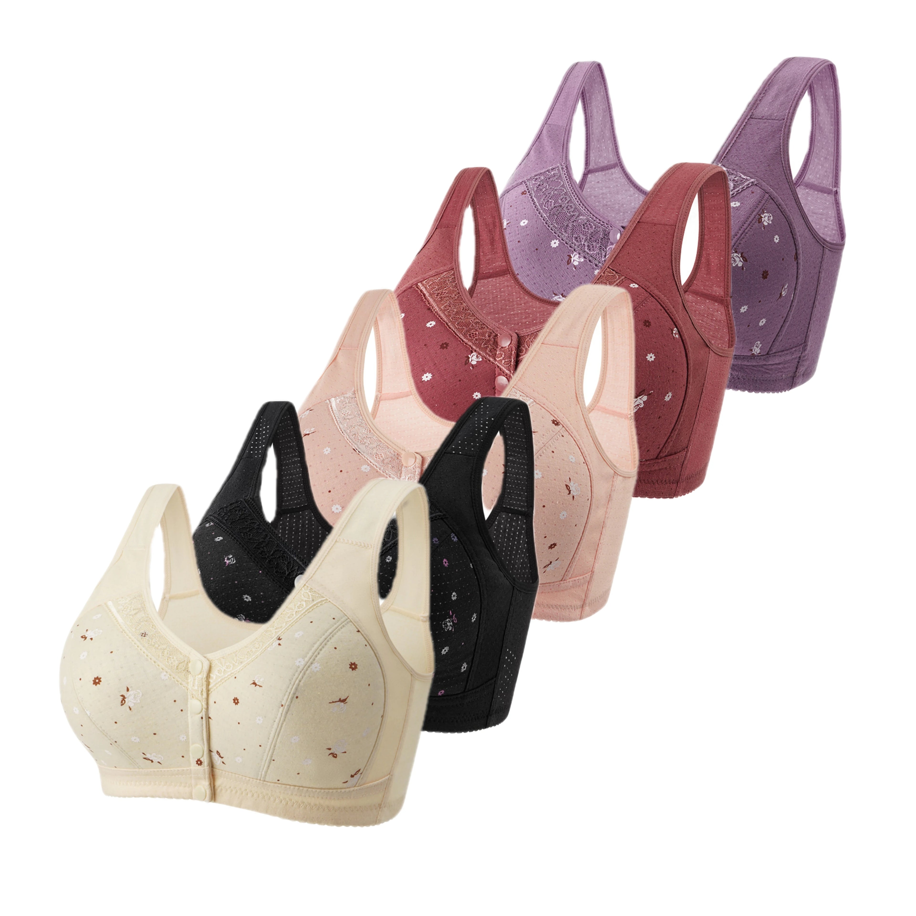 CowLost | product_id-fallsweet-5-piece-wireless-front-closure-seamless-lace-plus-size-bras-38-50bc |17