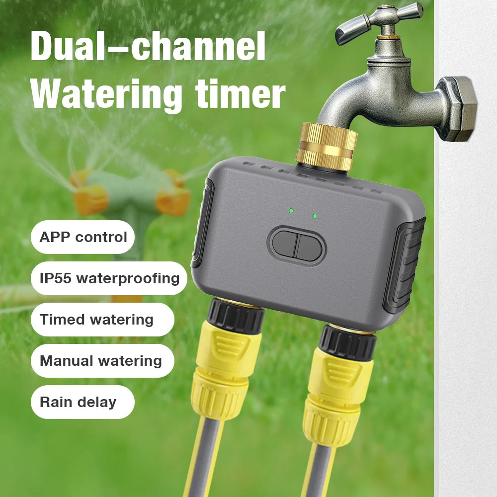 Tuya Smart Dual Water Timer Bluetooth Zigbee Outdoor Garden Irrigation Controller