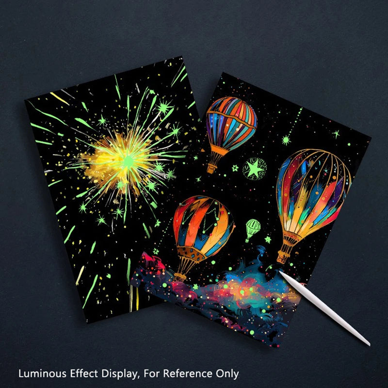 CowLost | product_id-4-pcs-a4-diy-luminous-scratch-painting-set-animal-butterfly-whale-landscape-night-view |5