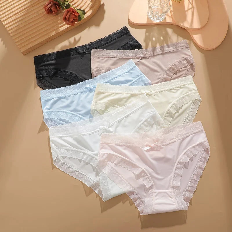 CowLost | activewear-pants-3pcs-seamless-ice-silk-lace-panties-set |2