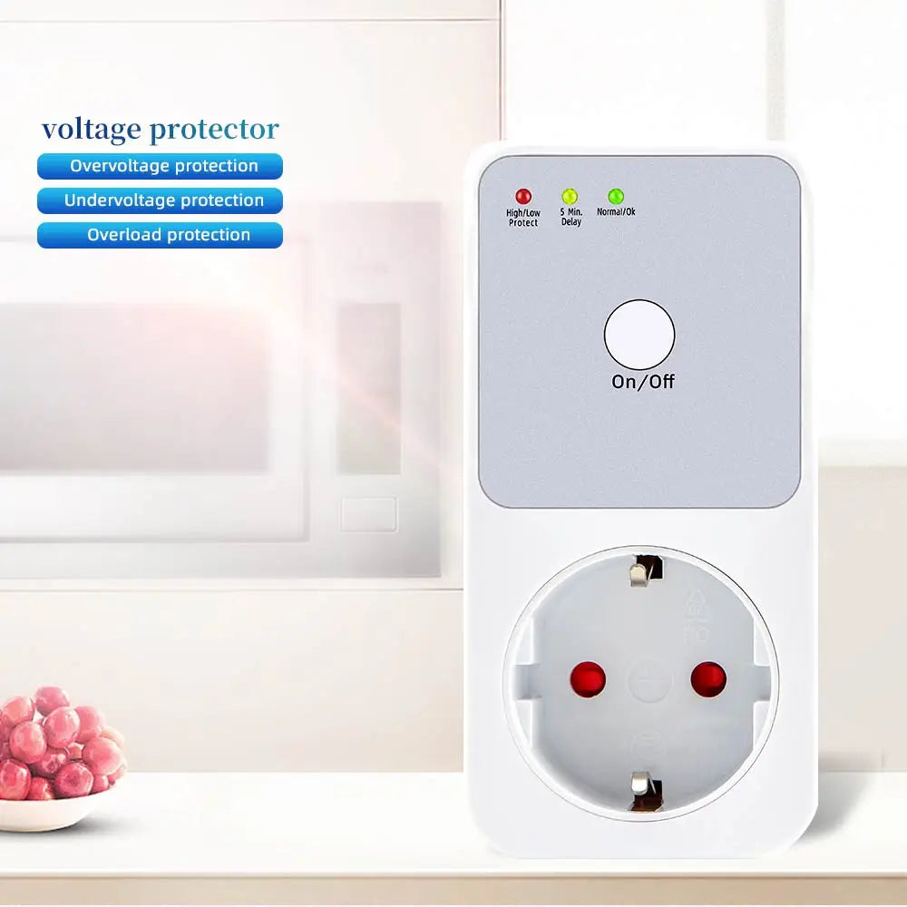Automatic Voltage Protector Socket Switcher 220V EU Plug Power Surge Safe for Refrigerator