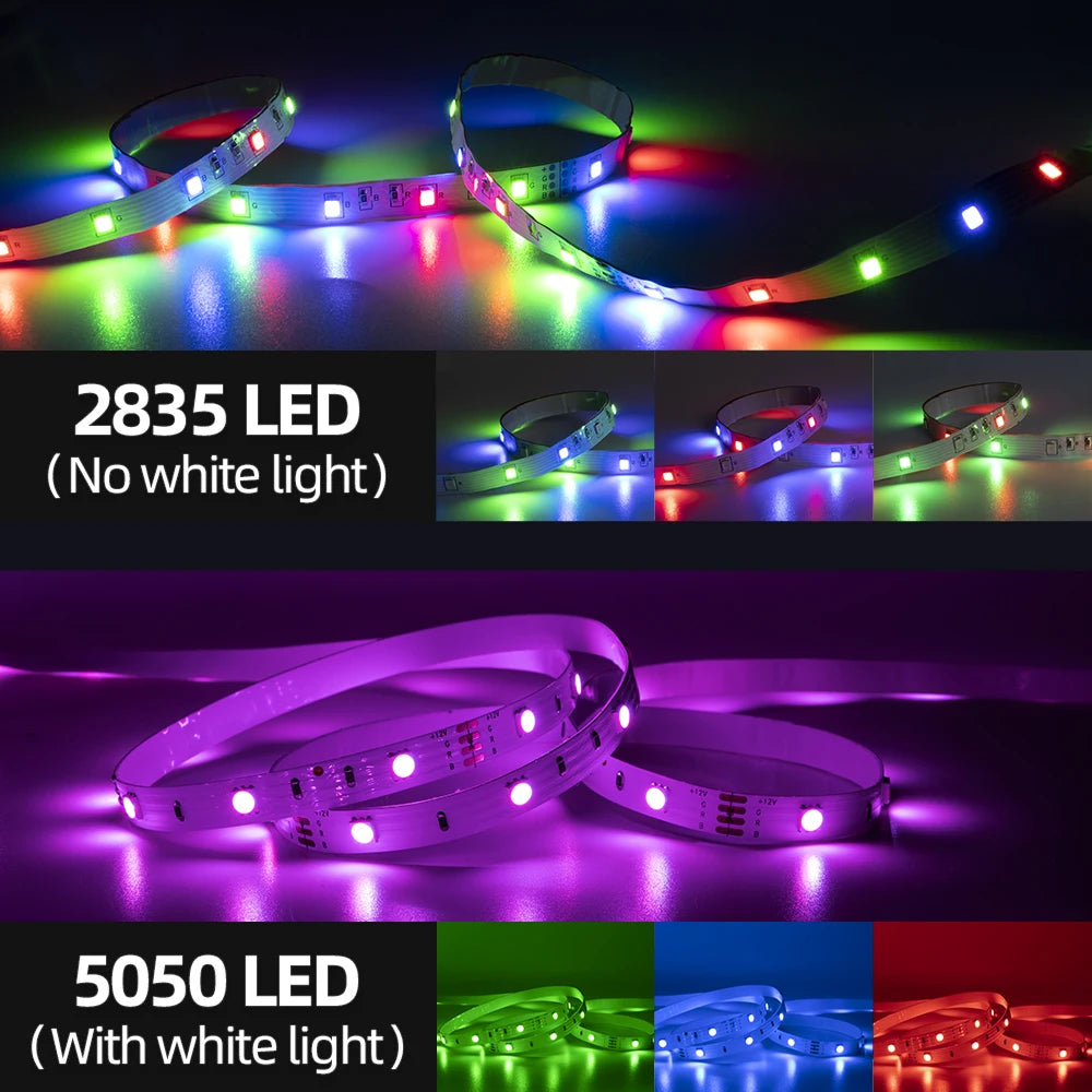 12V 5050 RGB LED Strip Light with APP & Remote, DIY Color Change, Music Sync, Timer