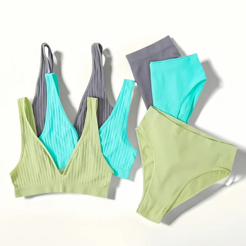 CowLost | product_id-seamless-wireless-push-up-bra-high-rise-panties-set-for-women-deep-v-lingerie |1