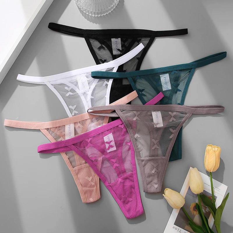 CowLost | activewear-pants-6pcs-women-transparent-mesh-thong-panties-g-string |6