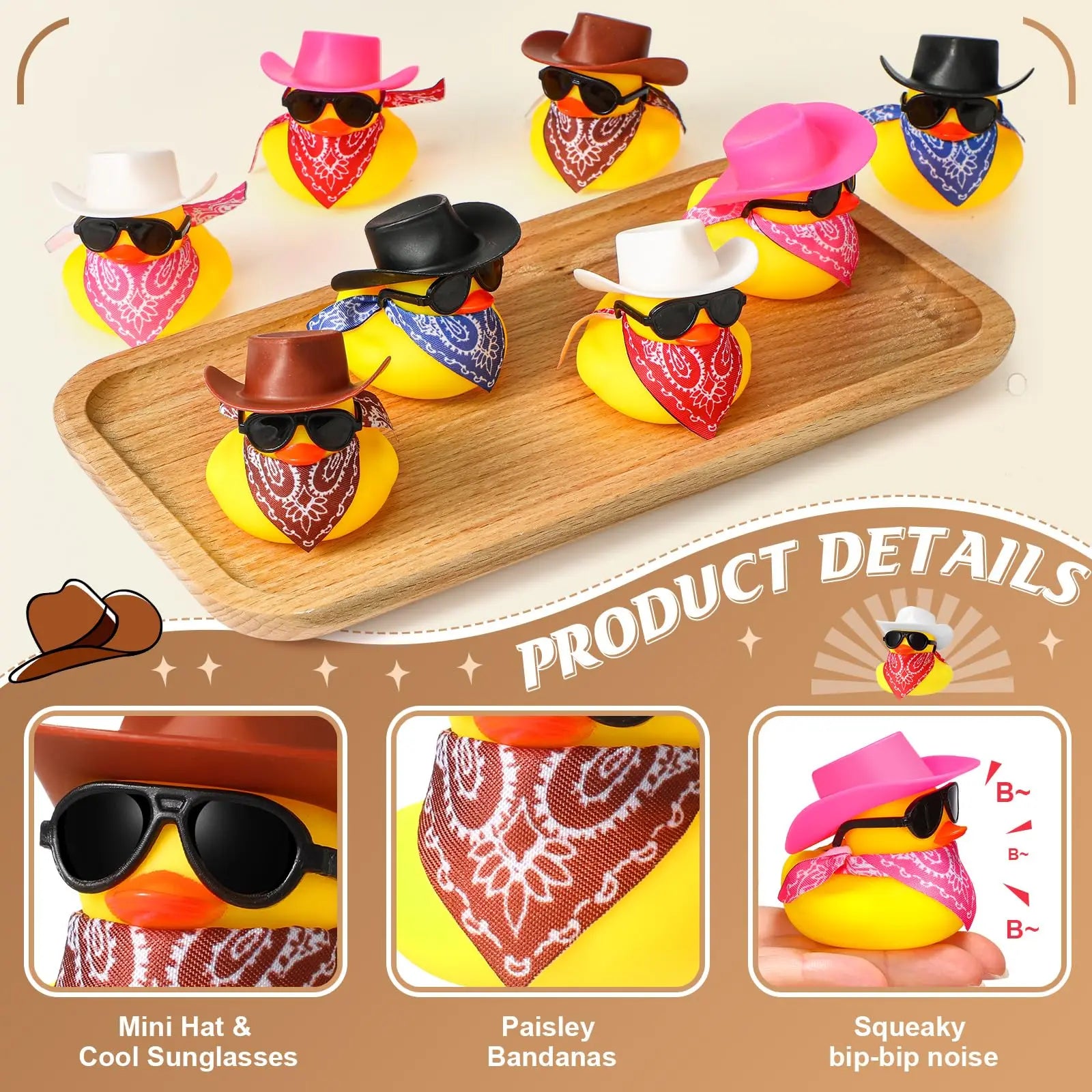 CowLost | product_id-6-pack-cowboy-rubber-ducks-with-hat-and-scarf-mini-party-favor-toys-for-shower-and-birthday |2