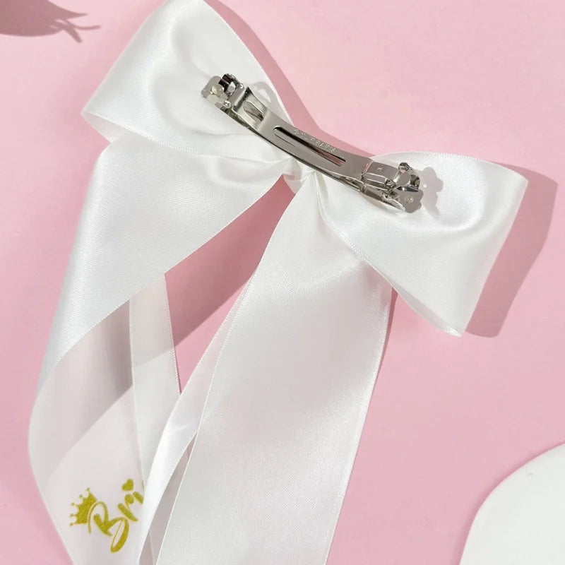 CowLost | 1pcs-pink-white-team-bride-to-be-bow-headband-satin-ribbon-wedding |4