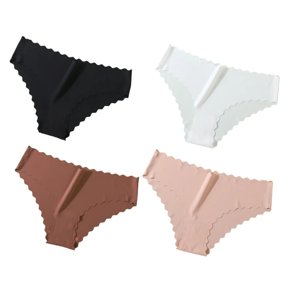 CowLost | product_id-4pcs-womens-mid-rise-seamless-ice-silk-briefs-xs-xl-no-show-solid-panties |18