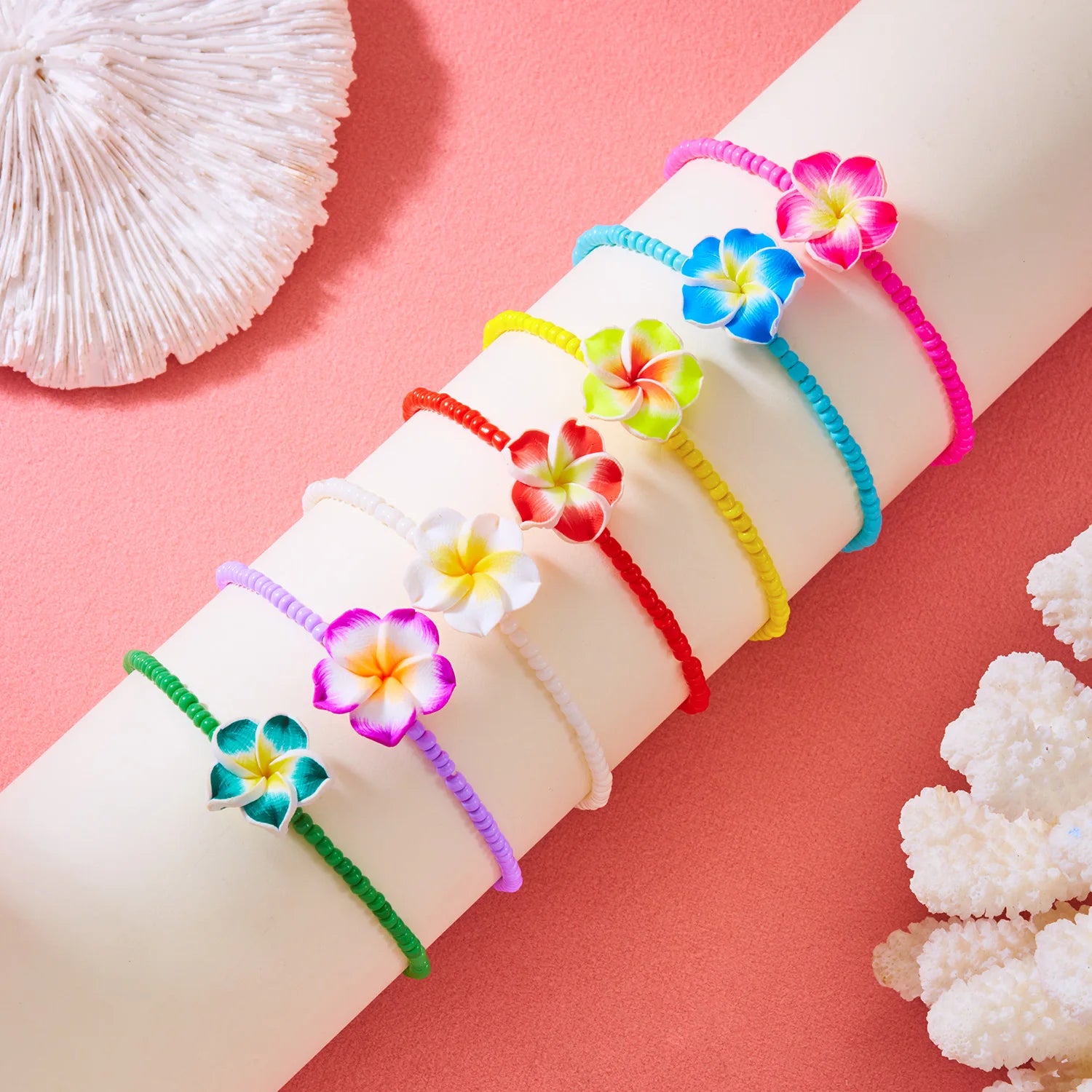 CowLost | bohemian-colorful-flower-bracelet-for-women-handmade-rice-beads-polymer-clay-flower-bracelets-girl-beach-party-daily-jewelry |5