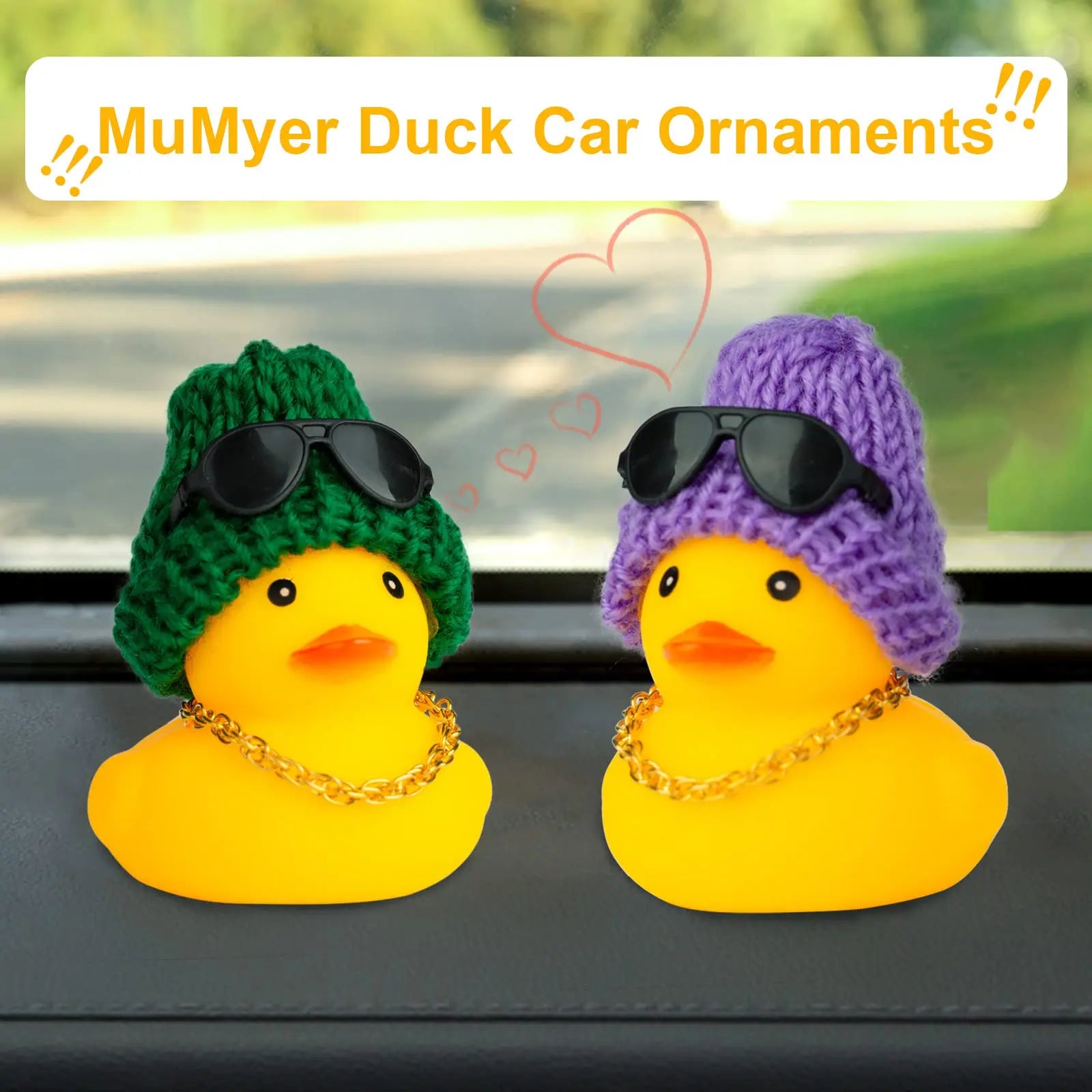 CowLost | 2-set-car-duck-mini-car-dashboard-yellow-rubber-duckies-toy-jeep-duck-party-favor-car-decoration-table-ornament-car-accessory |6
