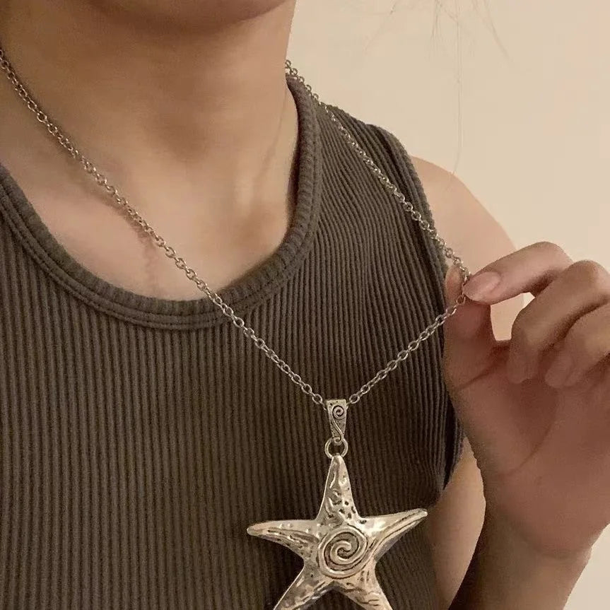 CowLost | exaggerated-metal-big-starfish-pendant-necklace-for-women |4