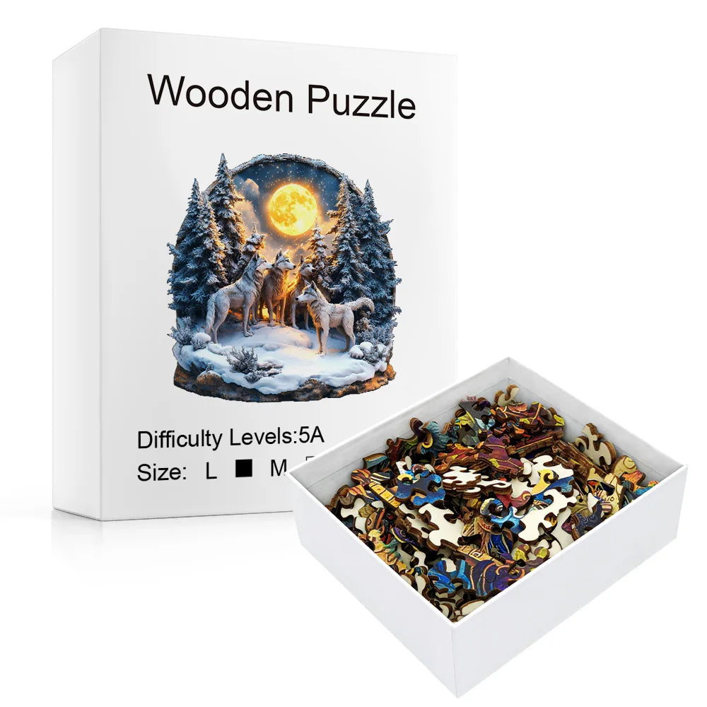 CowLost | 3d-wooden-puzzle-enchanted-wolf-forest-premium-craft-fun-a-gift-for-your-lover-home-decoration-craft-pendant |5