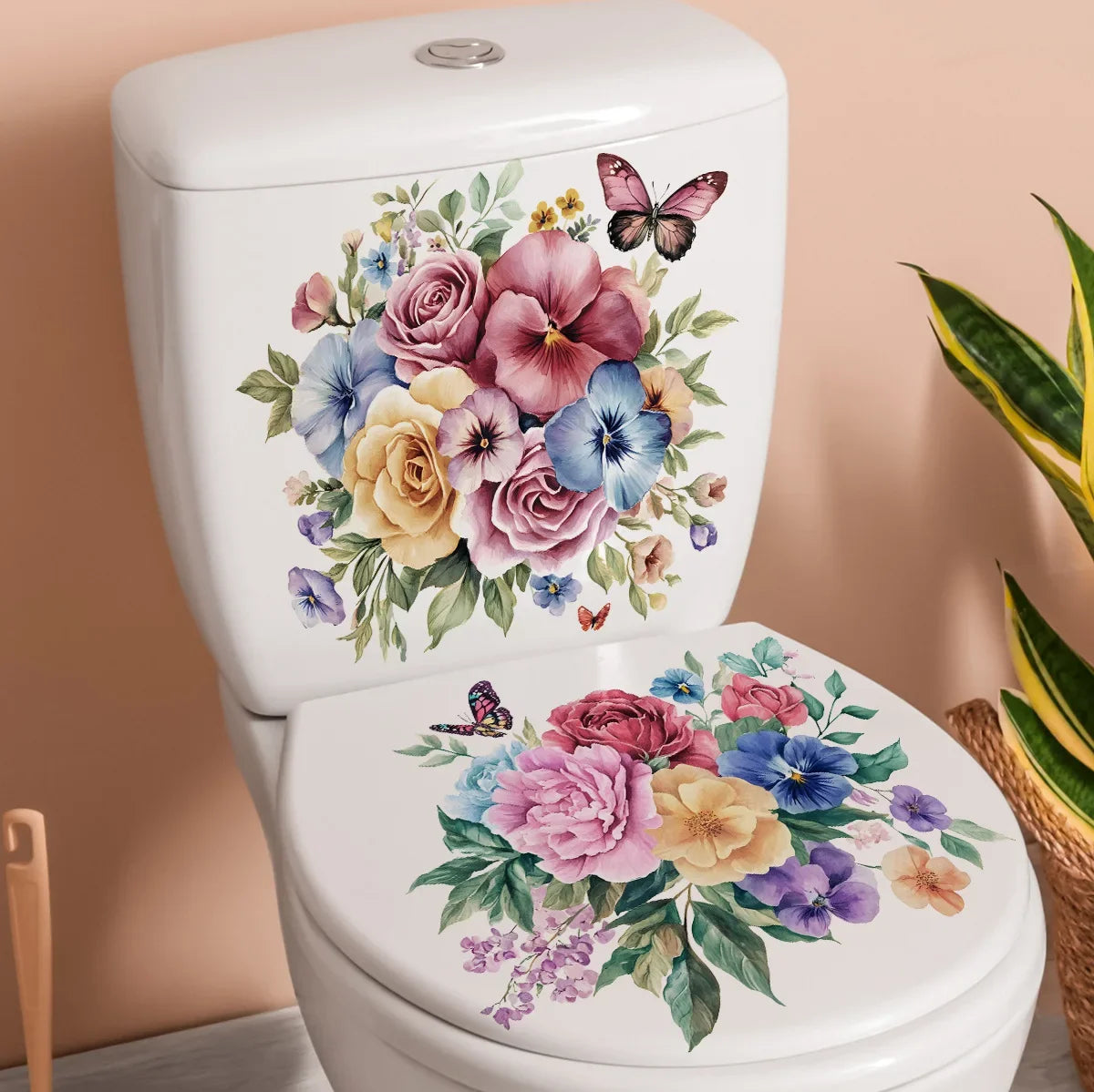 CowLost | 2pcs-purple-flower-hyacinth-stickers-bathroom-toilet-sticker |17