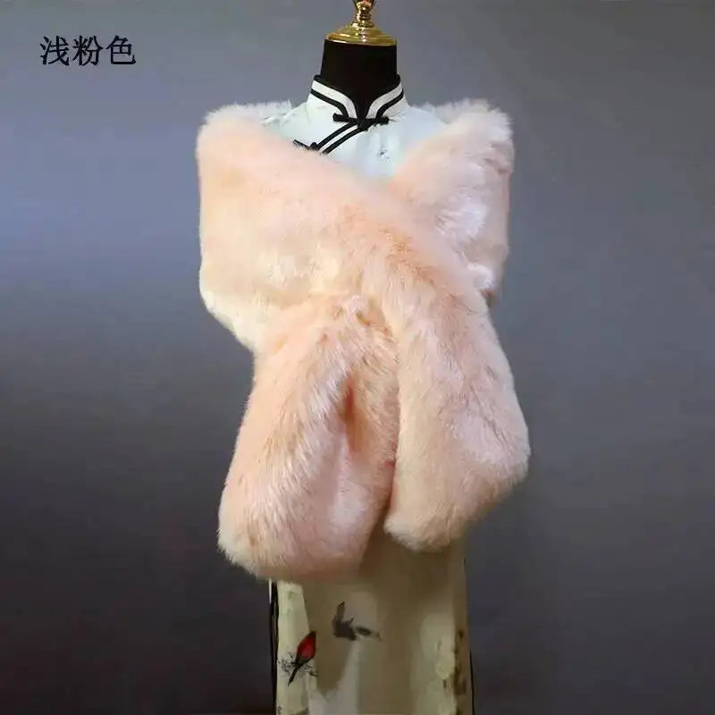CowLost | 32-colors-165-30cm-women-luxury-warm-faux-fox-fur-shawl-winter-ladies-plush-scarf |63