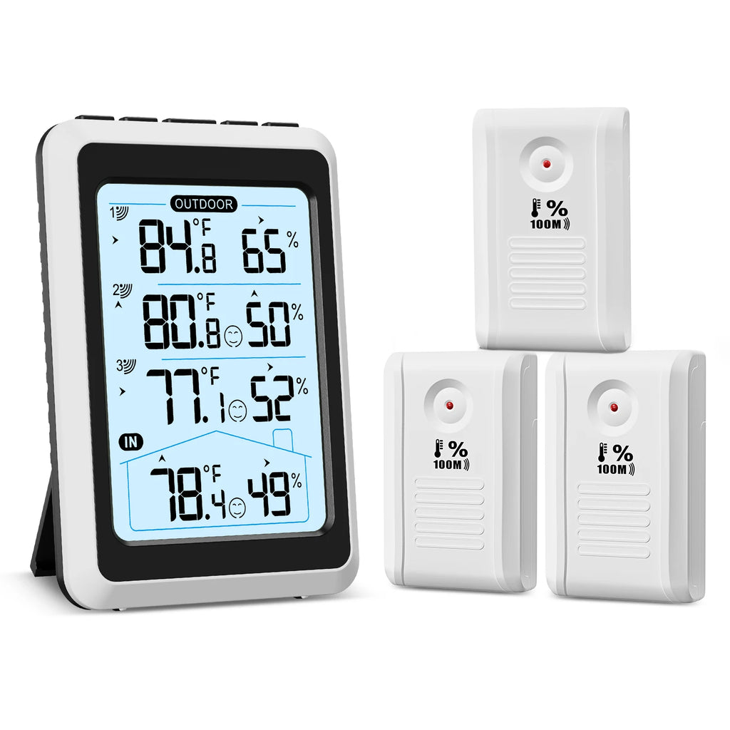 ORIA Digital Indoor Thermometer Hygrometer Wireless Temperature Humidity Monitor with 3 Sensors for Home Office Bedroom