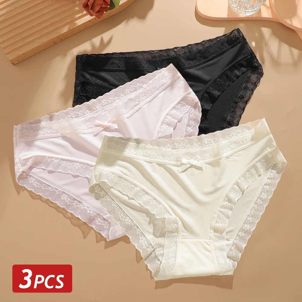 CowLost | activewear-pants-3pcs-seamless-ice-silk-lace-panties-set |45