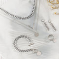 Vintage Multilayer V-Shaped 7-Piece Jewelry Set with Necklace, Earrings, Rings, and Bracelet
