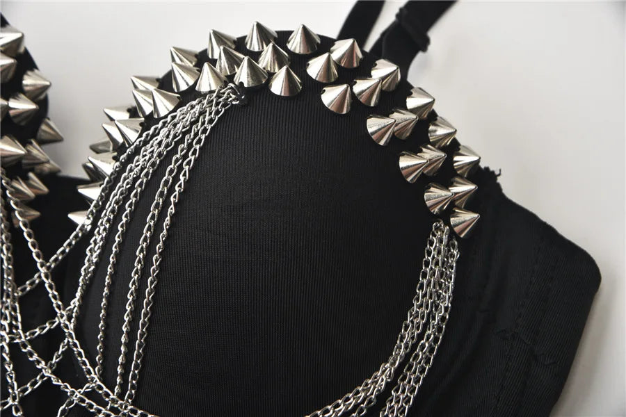 CowLost | activewear-pants-gold-rivets-chains-sexy-push-up-bra-bralette-crop-top-punk-gothic |14