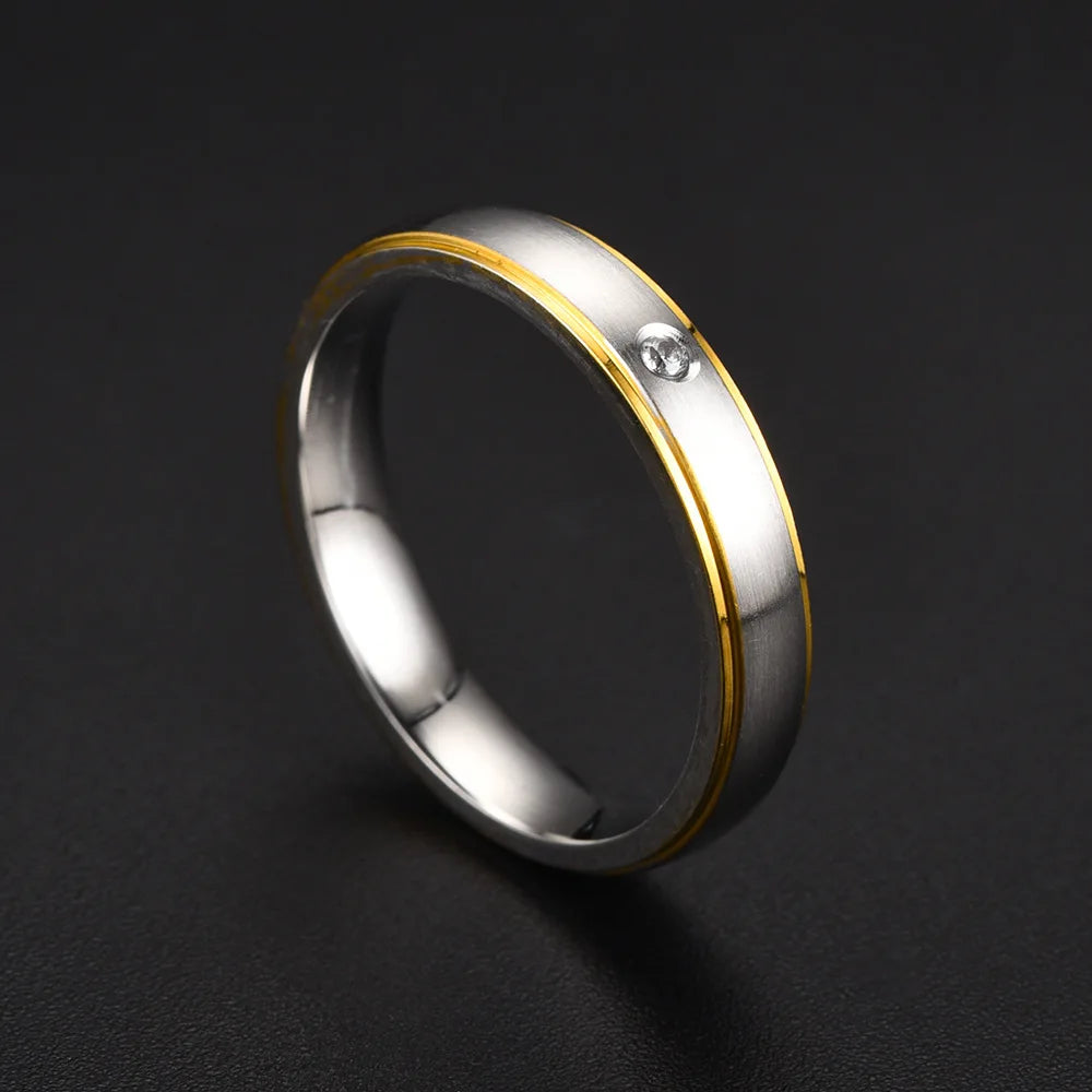 Titanium Steel Zircon Couple Rings Valentine's Day Jewelry Gift 2025 Wholesale