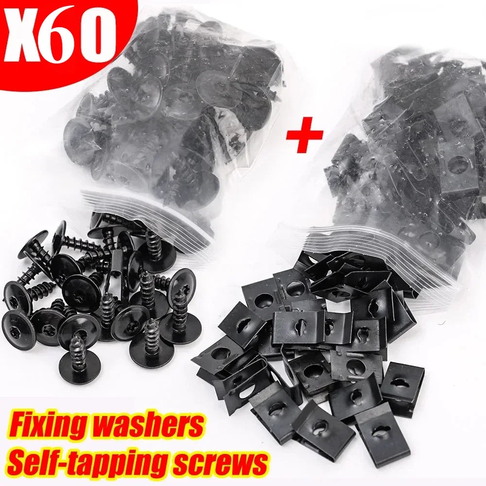CowLost | product_id-60-40-20pcs-car-motorcycle-metal-u-type-screw-tapping-clips-with-anti-rust-buckles |13