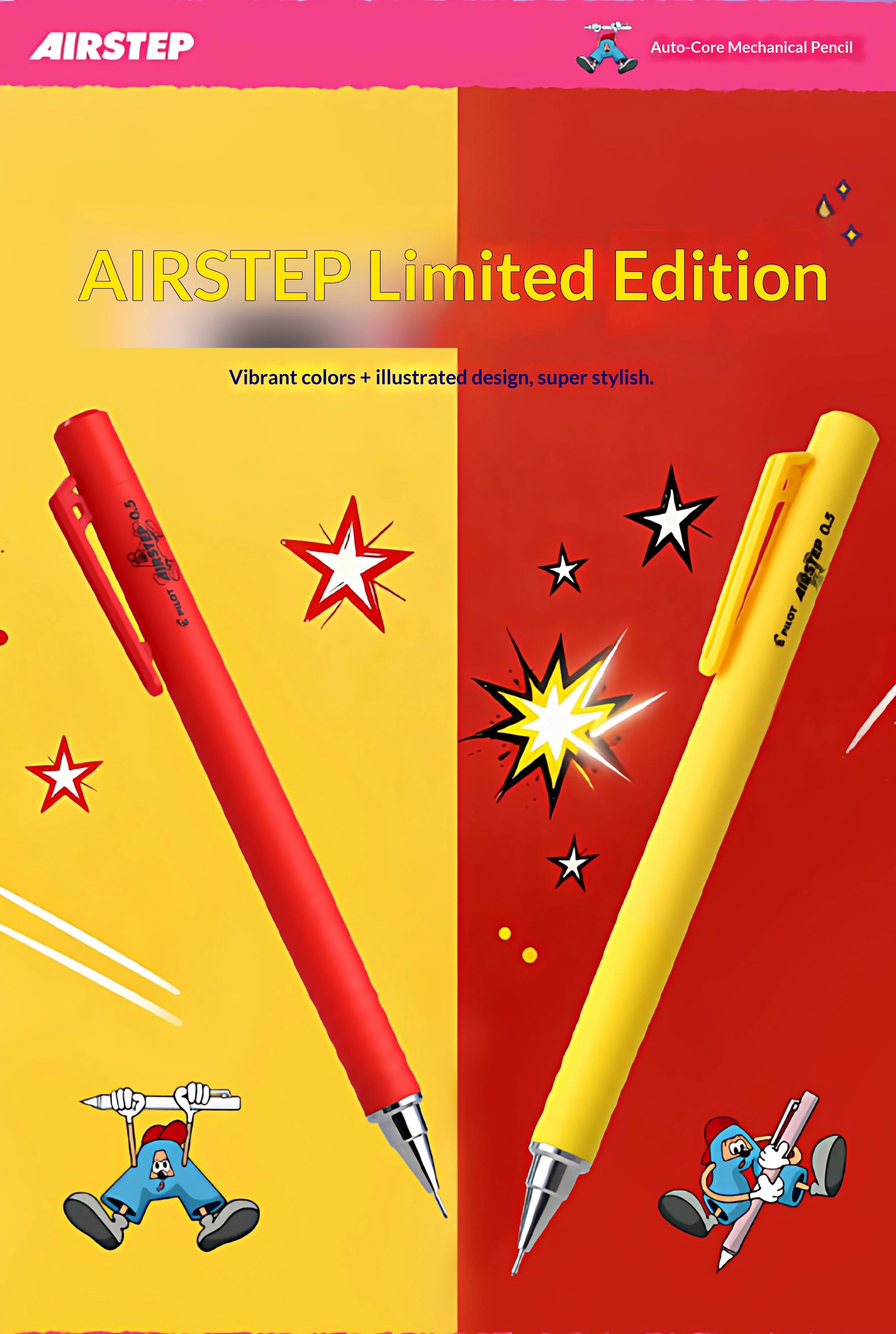CowLost | product_id-pilot-airstep-has-15-0-5mm-mechanical-pencil-auto-lead-advance-colorful-barrel-stable-writing |11