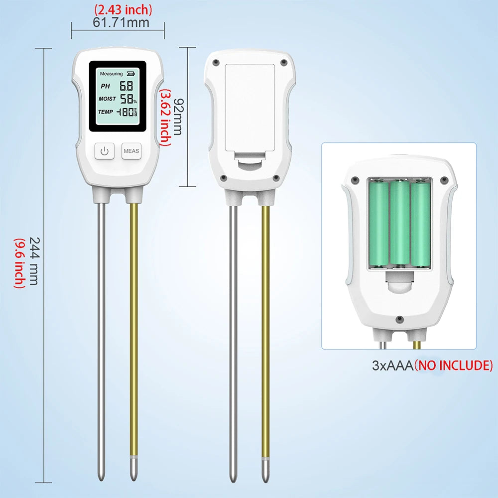 3-in-1 Digital Soil Tester PH Moisture Temperature Meter with LCD for Garden Plants