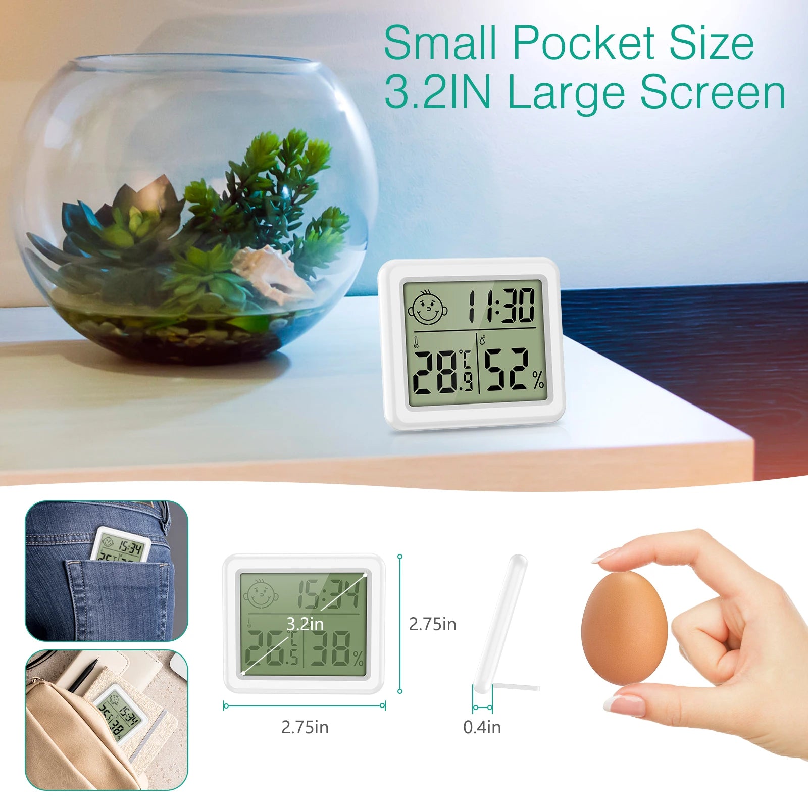 ORIA Mini Indoor Digital Thermometer Hygrometer LCD Temperature Humidity Monitor