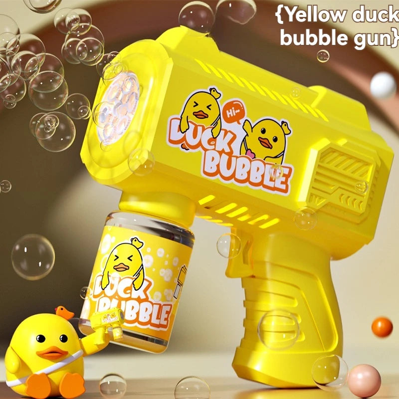 CowLost | nice-fully-automatic-yellow-duck-stickers-space-bubble-blowing-toy-bubbles-gun-outdoor-bubble-machine-gift-holiday-gift-toy |5