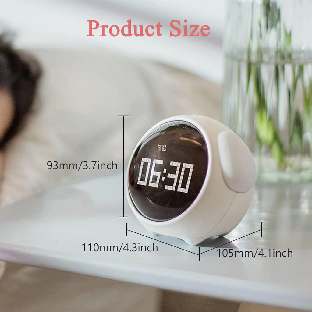 Cute Kids Digital Alarm Clock with Sound-Activated Night Light, Dual Alarms, Snooze, Rechargeable