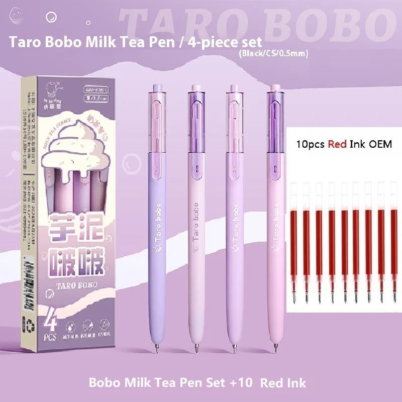 CowLost | product_id-4pcs-milk-tea-gel-pens-set-assorted-retractable-0-5mm-rollerball-for-fast-dry-note-taking-exams |23