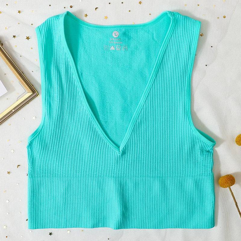 CowLost | product_id-women-seamless-v-neck-solid-crop-top-sports-bra-tank-m-xl |20