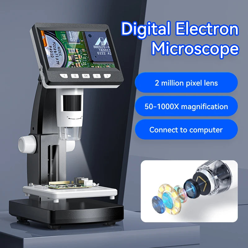 CowLost | product_id-1080p-4-3-lcd-digital-microscope-1000x-magnification-with-adjustable-carrier-table-for-pcb-repair-and-welding |1