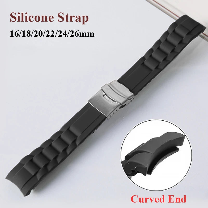 CowLost | product_id-silicone-rubber-watch-strap-band-with-deployment-buckle-16-26mm-curved-end-replacement |1