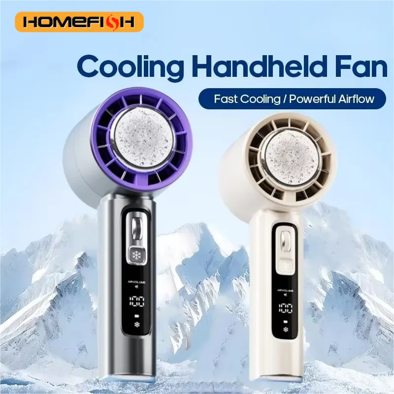 CowLost | homefish-new-semiconductor-refrigeration-high-speed-handheld-electric-fan-4000mah-usb-portable-rechargeable-outdoor-small-fan |1