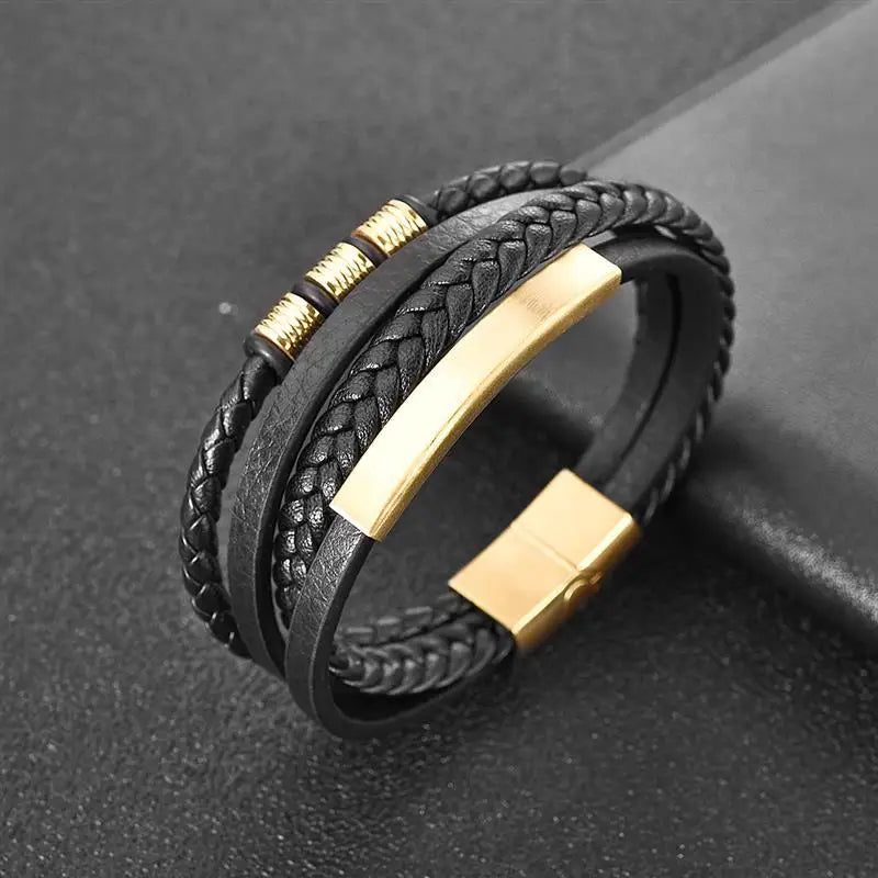 CowLost | jiayiqi-punk-beads-charm-men-bracelet-stainless-steel-magnetic-clasp-braided-mutilayer |43