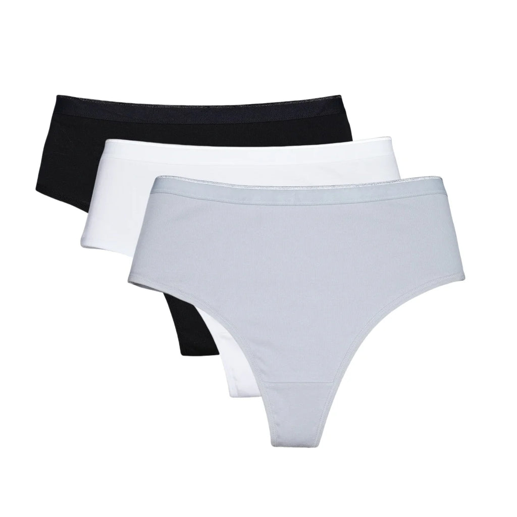 CowLost | product_id-3pcs-women-s-high-rise-cotton-g-string-thong-panties-solid-color-breathable |14