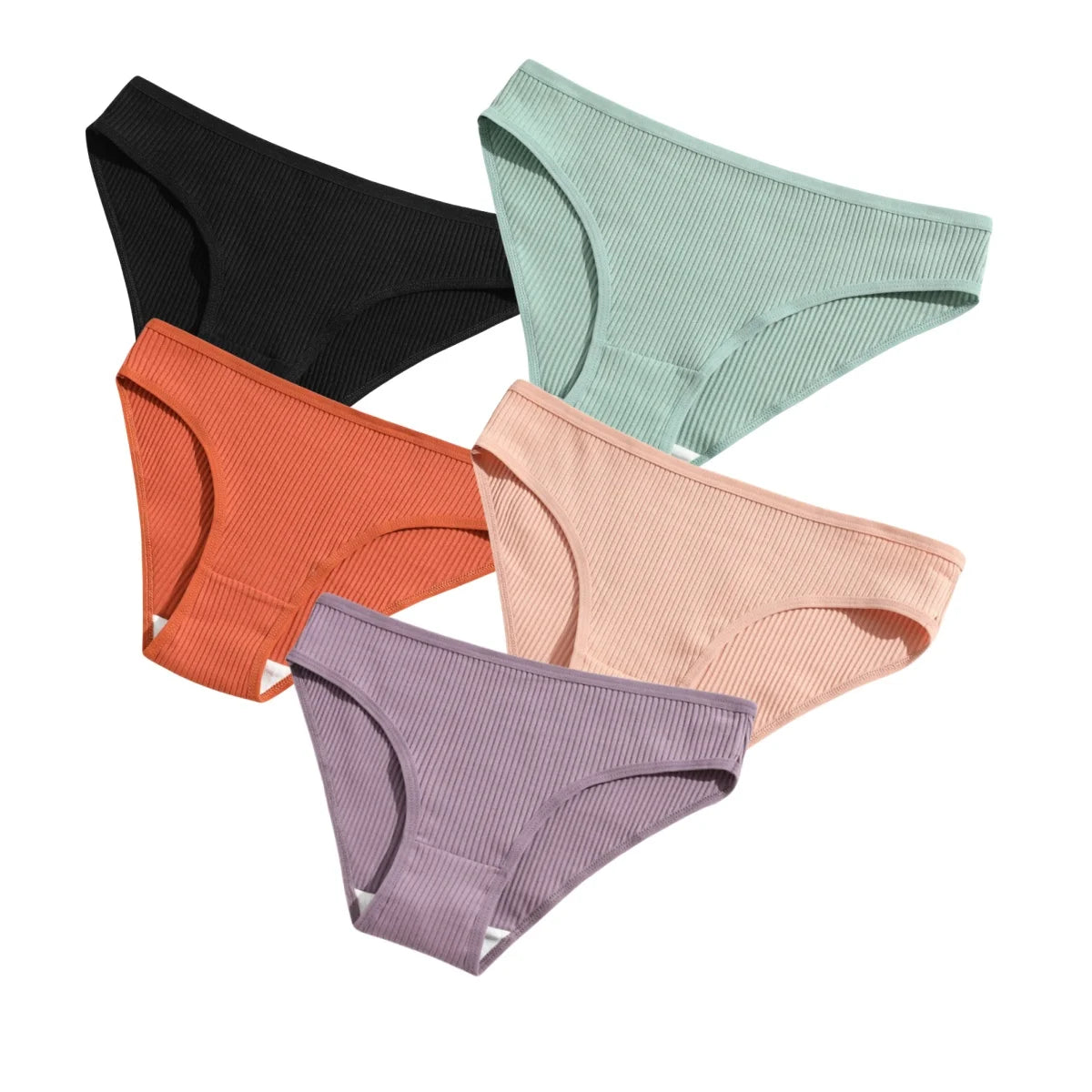 CowLost | product_id-5pcs-women-s-cotton-stretch-solid-color-briefs-soft-comfort-panties-s-xxl |16