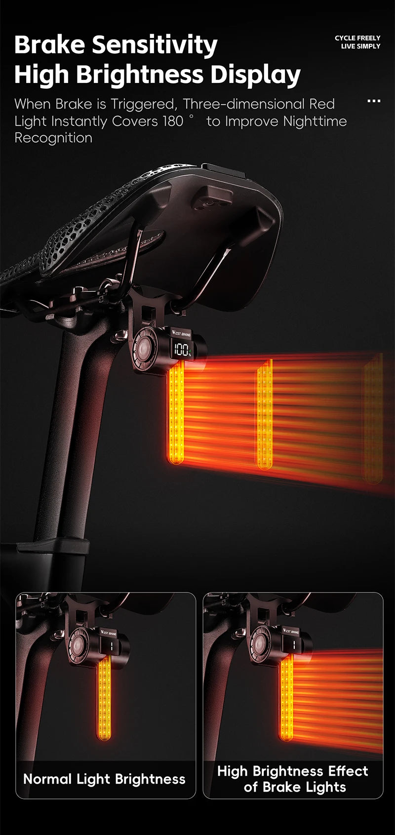 CowLost | west-biking-bicycle-taillight-power-display-intelligent-sensing-navigation-bike-rear-light-type-c-charging-led-mtb-bike-light |17