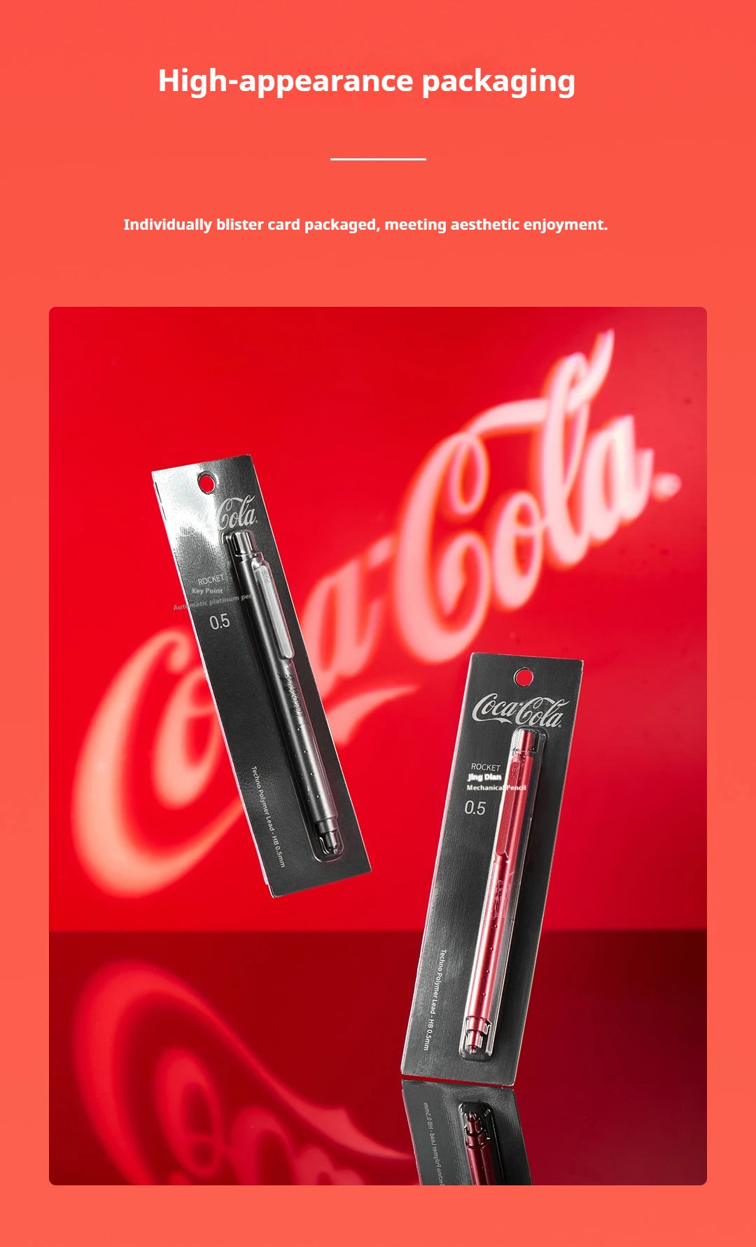 CowLost | product_id-kaco-coca-cola-rocket-0-5mm-mechanical-pencil-with-bubble-lines-break-resistant-hb-lead-smooth-writing |6