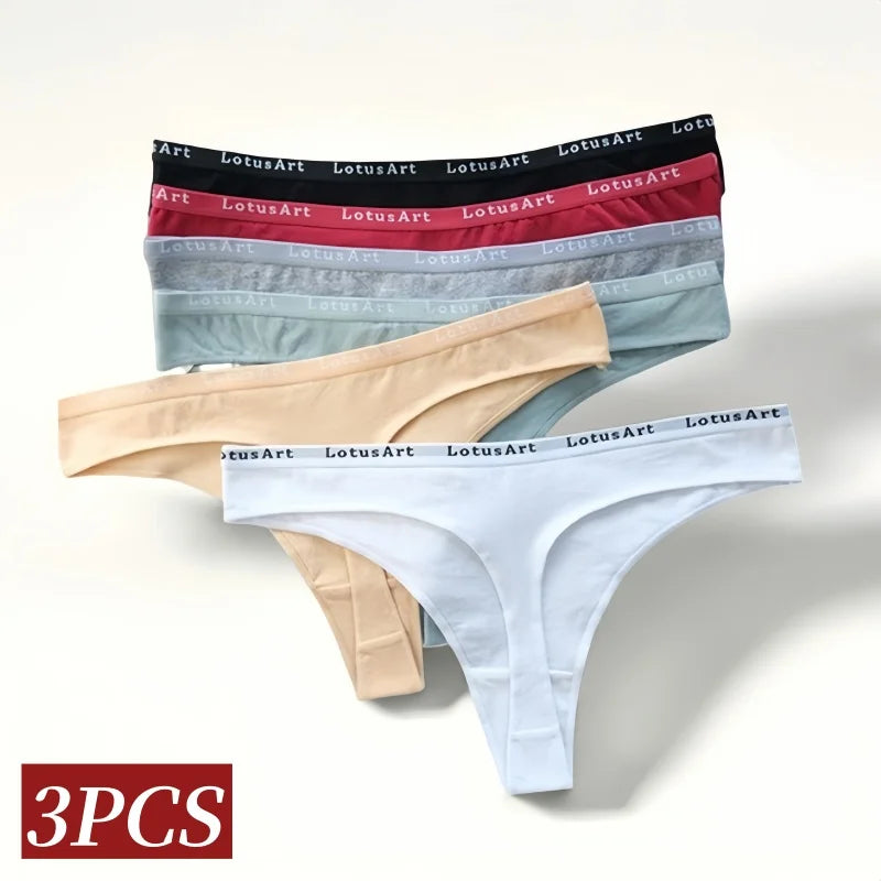 CowLost | product_id-3pcs-women-s-cotton-low-rise-seamless-breathable-g-string-panties-set |2