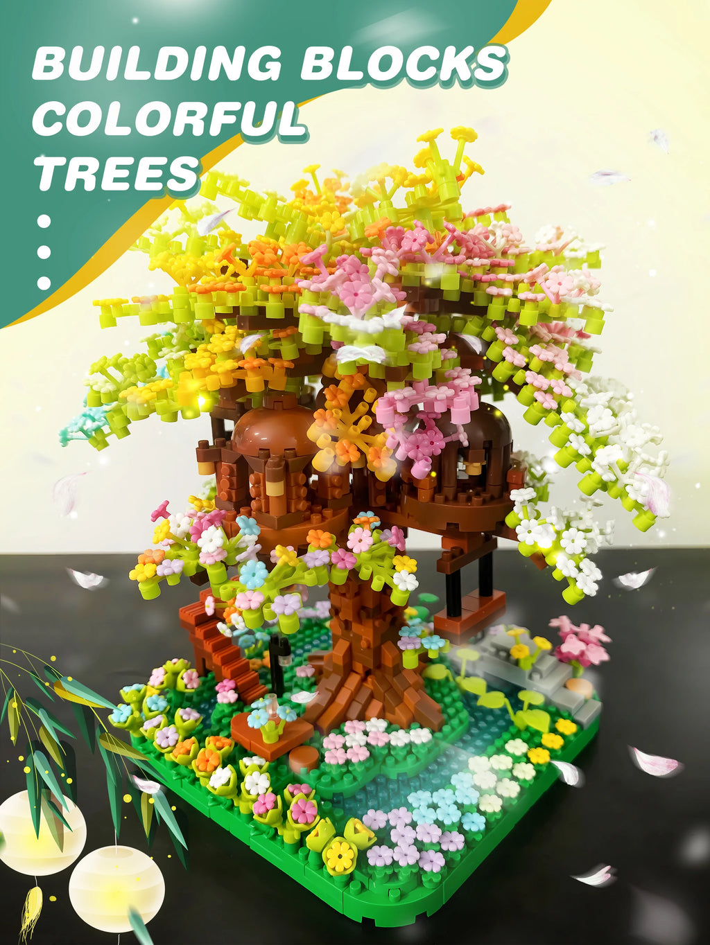 CowLost | product_id-pink-cherry-blossom-rainbow-treehouse-building-block-toy-for-parent-child-assembly |11