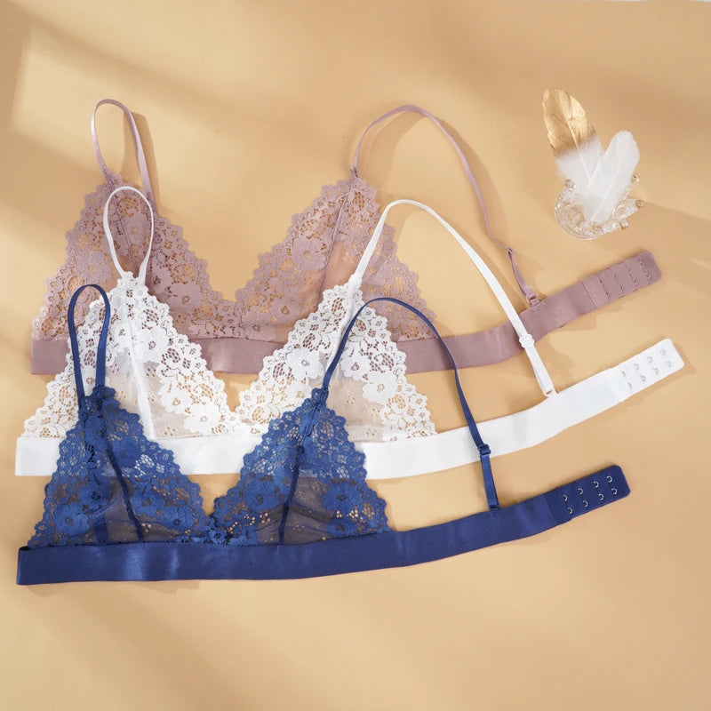 CowLost | sexy-flower-lace-ultrathin-bra-womens-sexy-hollow-out-bralette-female-unlined-underwear |2