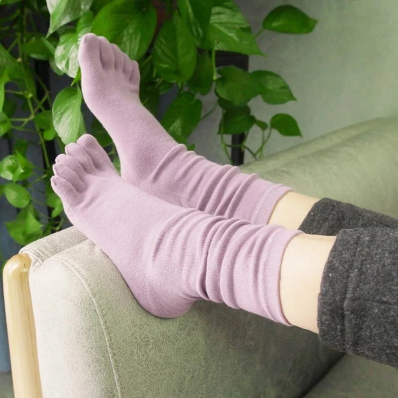 CowLost | product_id-women-s-autumn-breathable-cotton-five-finger-long-tube-toe-socks |1
